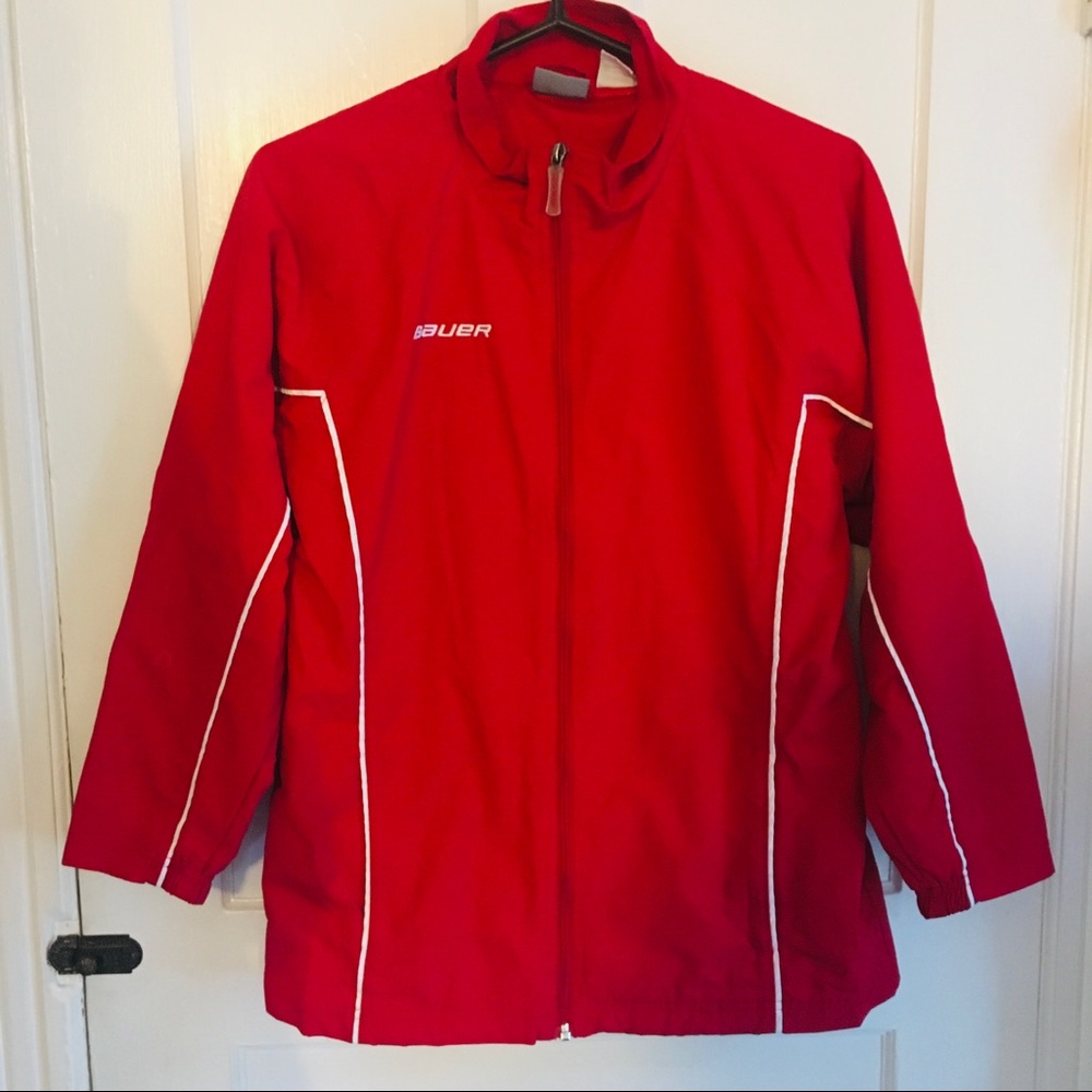 Red Bauer zip up coat